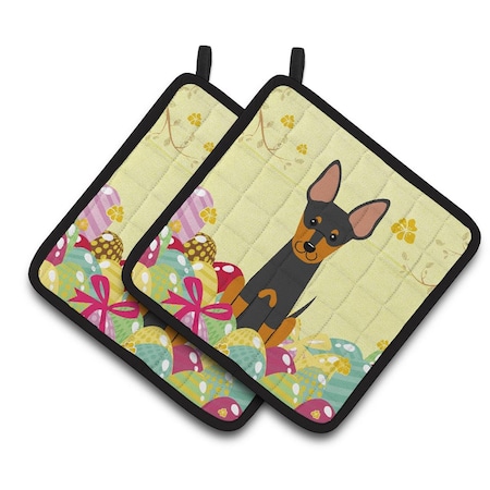 Carolines Treasures Easter Eggs English Toy Terrier Pair of Pot Holders BB6109PTHD